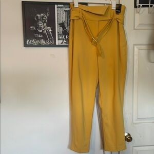 New York & Company Yellow Ankle Cropped Pants